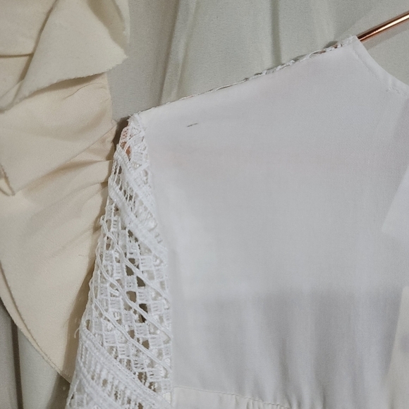 NWT Corey Lynn Calter White Dawn Lace Swing Dress MP Trumpet Sleeves Tencel - Picture 11 of 16